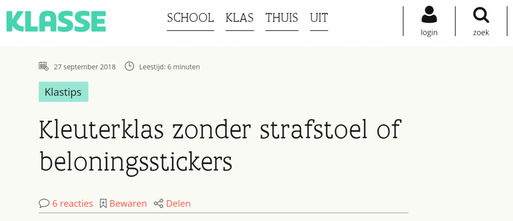 Kleuterklas zonder strafstoel of beloningsstickers (Klasse.be)